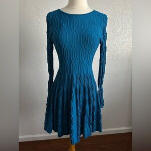 Bebe - Pleated Ribbed Long Sleeve Dress